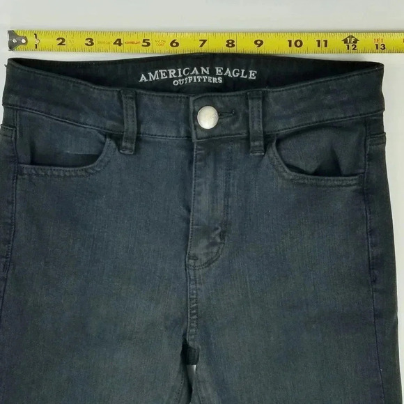 American Eagle Outfitters Size 0 Short Super Stretch X4 Black Hi-Rise Jegging - Picture 2 of 11